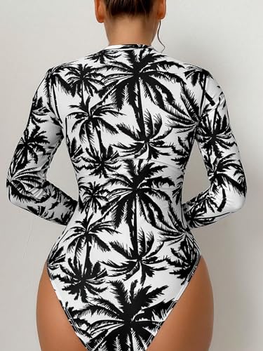 Image of ZAFUL Women's Long Sleeve Rash Guard Swimsuit One Piece Zipper Surfing Bathing Suit