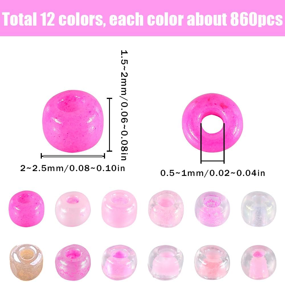 SUNNYCLUE 1 Box 156g Glass Seed Bead Bulk Bracelet Glass Seed Beads 2mm Mini Round Craft Findings Pink Small Loose Spacers for Jewelry Making DIY Earrings Friendship Bracelets Necklace - Image 2