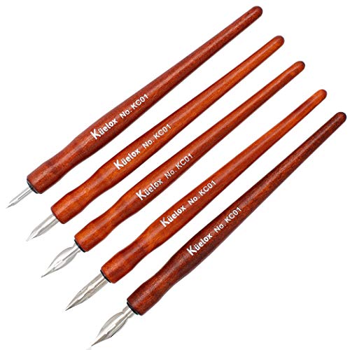Gullor 5Pcs Wooden Comic Pen Nib Holders, Dip Pen, 5 Comic Pen Nibs In Different Sizes #TOP1