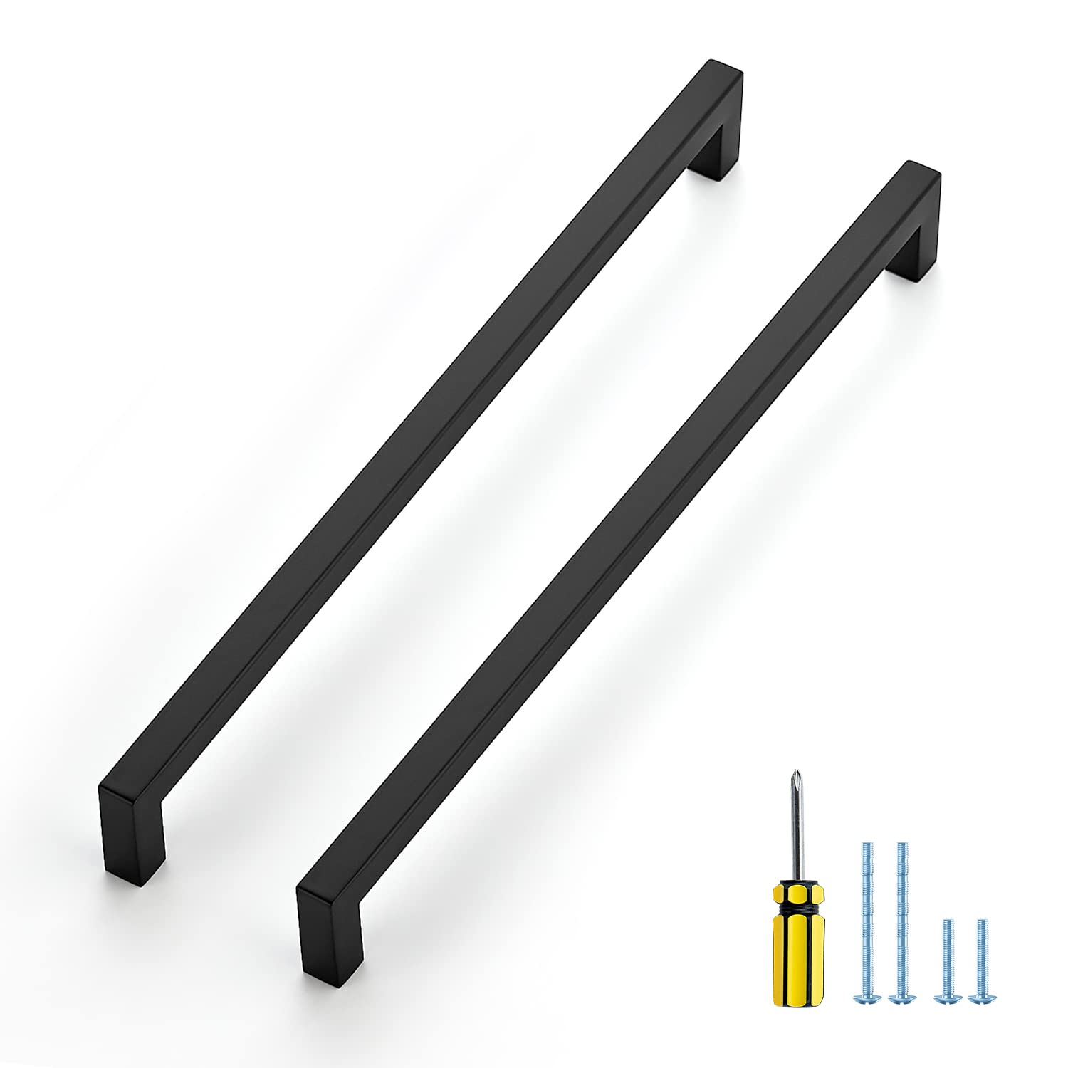 Ravinte 10 Pack Black Cabinet Pulls 11-1/3 Inch Square Kitchen Cabinet Handles Matte Black Kitchen Hardware for Drawer Pulls Drawer Handles Come with