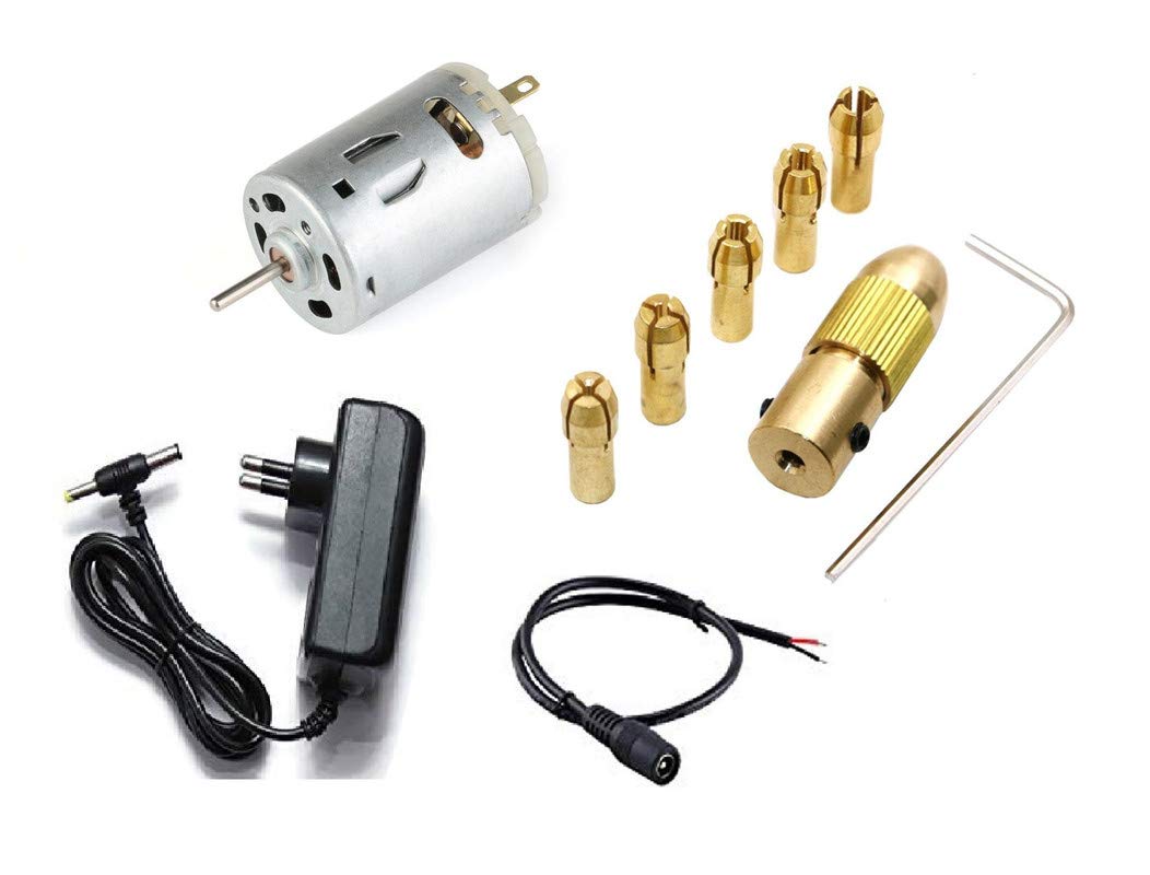12v DC Motor Large Torque DC 12V 10000RPM Motor for Blower/Hot Air Gun/Small Electric Drill Motor DIY with 7PCS 2mm/2.35mm/3.17mm Electric Drill Chuck Set-image-9