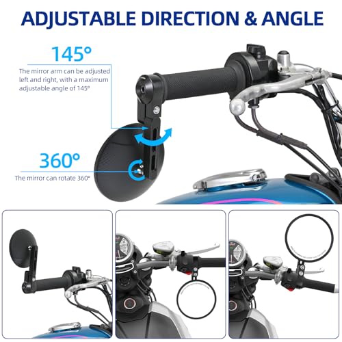 Espejos para manillar de motocicleta DREAMIZER de aluminio CNC mecanizado 5