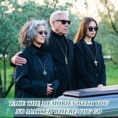 16 Pcs Urn Necklace for Ashes Waterproof Stainless Steel Carved Ashes Locket with 8 Filling Kit Heart Cylinder Cross Cubic Fish Hook Jewelry for Ashes with Wing Diamond for Men Women3