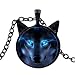 Wintefei Unisex Jewelry Retro Wolf Head Pendant Cabochon Long Chain Sweater Necklace - Black