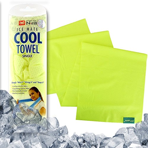 Cooling Sport towel, Ice Mate Cool Towel [Yellow] [Highly Advanced Cooling Effect][Top Quality Cool Towel]- Golf Towel, Gym Towel, Yoga Towel designed for all sports Players - Ideal for sports, camping, exercising, leisure or any outdoor activity