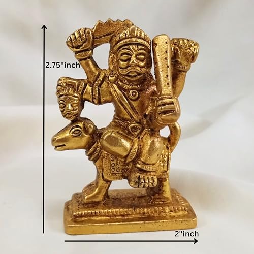 Estatua religiosa de Bhairav Mahakal de latón 2.75" miniatura 2