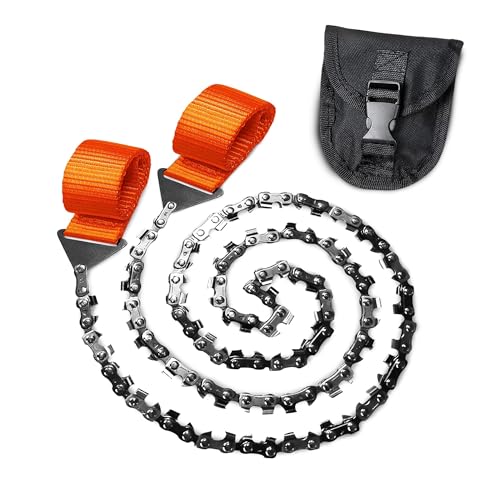 Rope Saw for Tree Limbs - Pocket Chainsaw for Survival with Bag | Stainless Steel 25' Folding Tree Saw with Bi-Directional Teeth, Essential for Camping Gear, Survival Gear or Emergency Setup