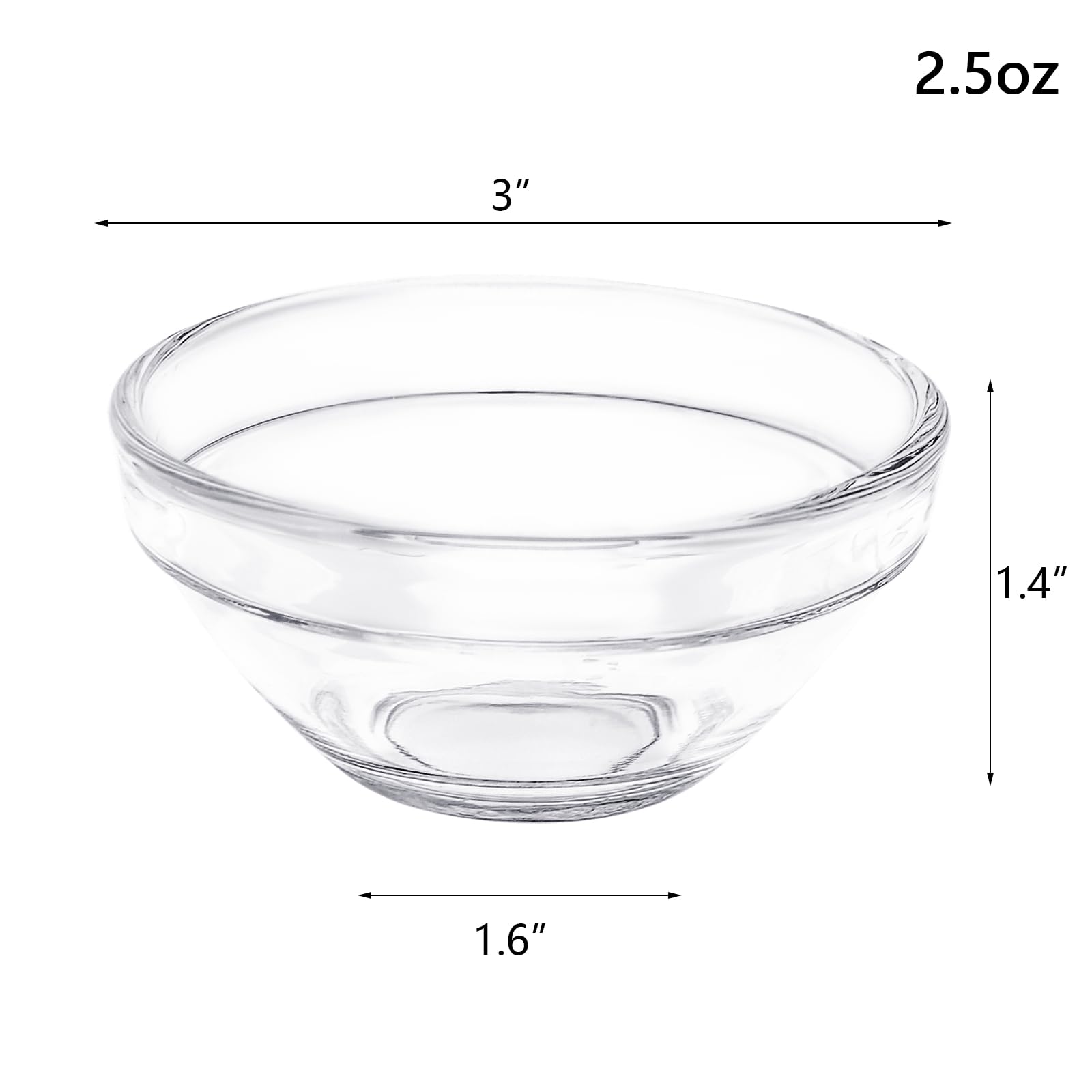 Juego de 10 cuencos pequeños de vidrio de 3 pulgadas, cuencos de salsa de 3 onzas, mini cuencos para salsa de tomate, soja, barbacoa, sushi, fiesta 2