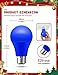 A19 Blue Light Bulbs, JandCase A19 Blue Colored LED Bulb, 40W Equivalent, A19 Light Bulbs with E26 Base, for Christmas Theme Party, Holiday Decor, Party, Bar Mood Decor, Not-Dimmable, 6 Pack