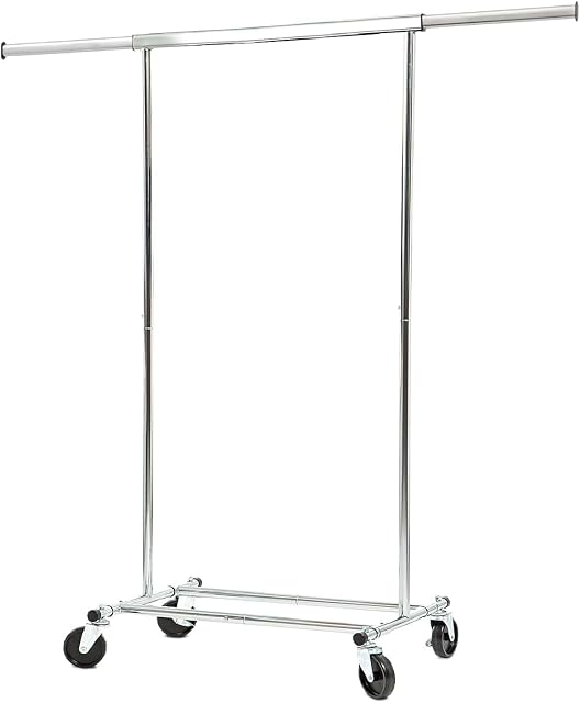 Tatkraft Darren Heavy Duty Clothes Rail on Wheels, Holds up to 100kg, Collapsible Clothes Rack, Fast Assembly (30 sec), Adjustable Clothes Rail, Extendable Space 70-121x49x150 cm, Chromed Steel