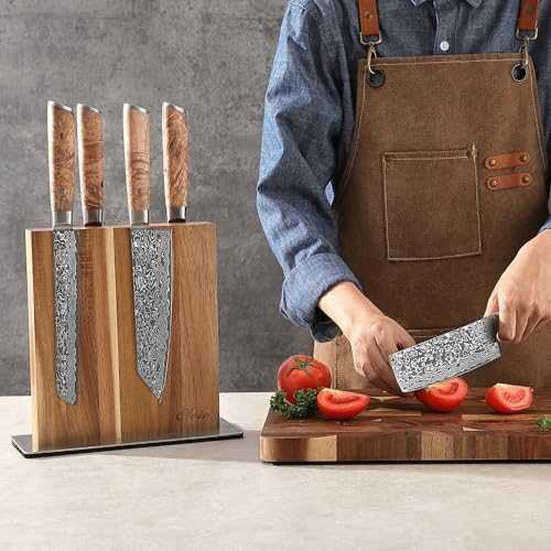 Foto von zayiko Magnetischer Messerblock aus Akazienholz, beidseitig, für 8 Messer