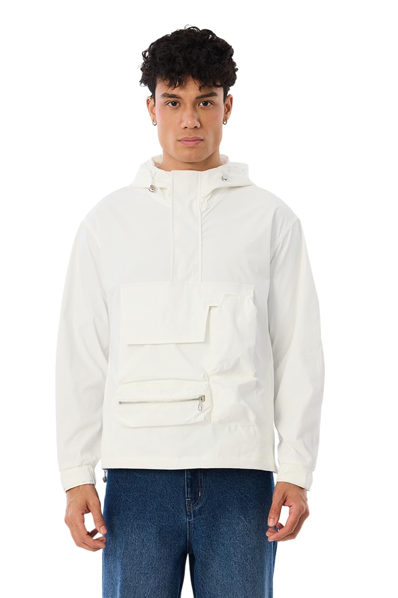 snitch Men Casual Jacket For Streetwear | Regular Fit Hooded Collar Solid Pattern Full Sleeve Design | Durable Polyester Fabric With Zipper Pockets For Outdoor Wear-picture-10