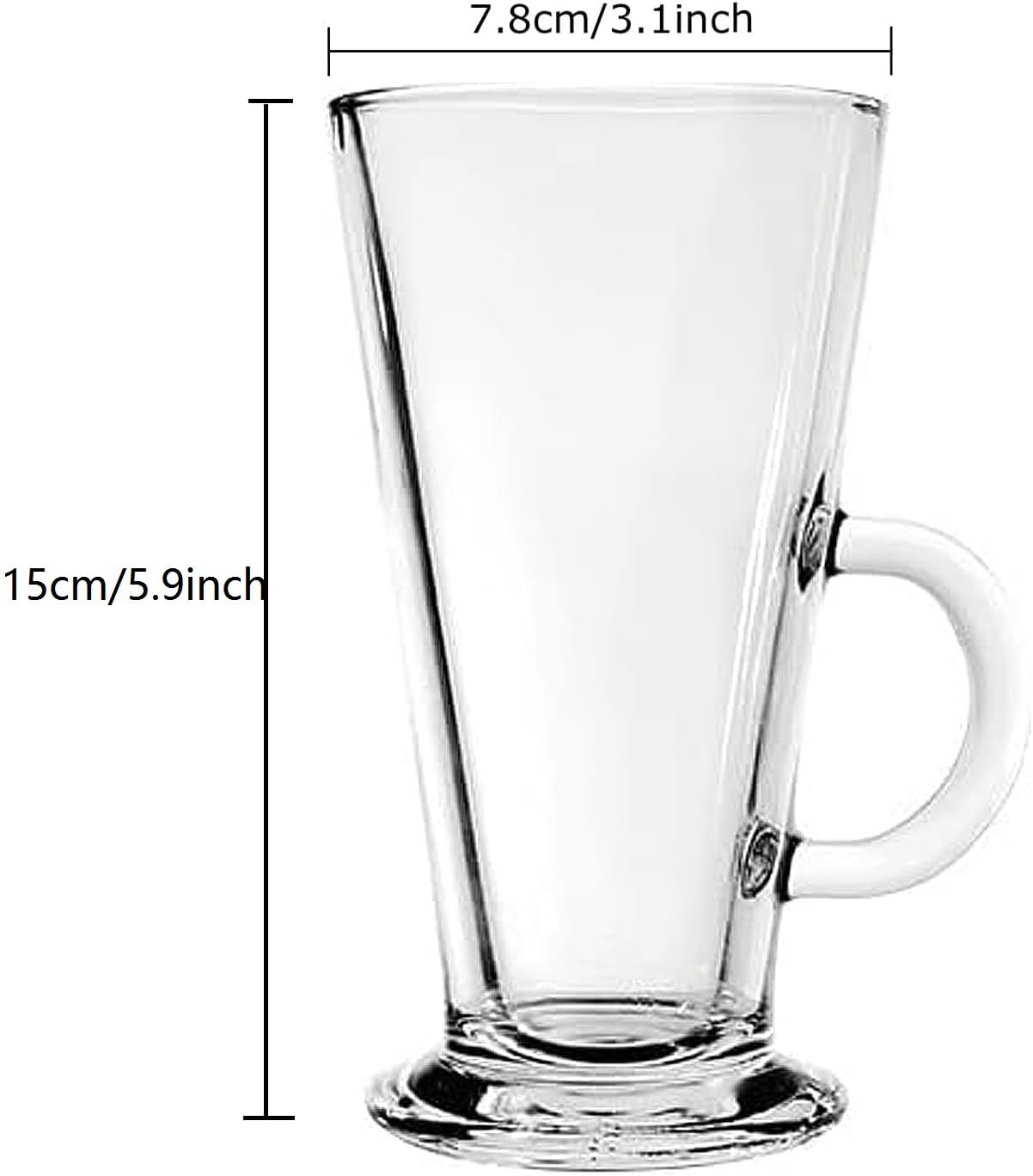 MIVIDE Lot de 6 verres à latte 270 ml avec poignées pour latte, chocolat chaud