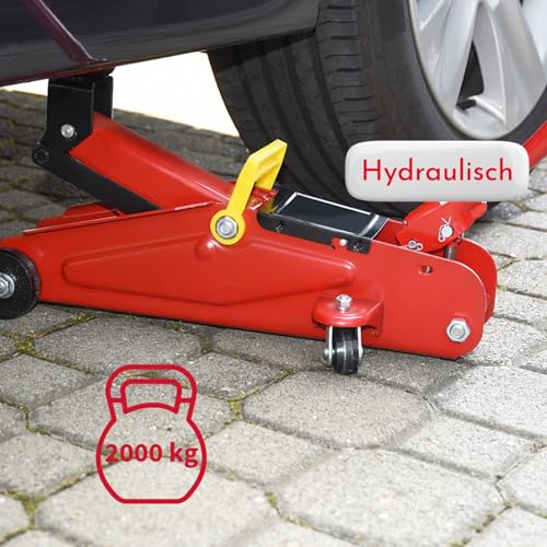 UNITEC Rangierwagenheber, Hydraulik 2 T Tragkraft, für Werkstatt und Hobby, gefertigt aus...