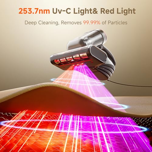 Image of uwant 20Kpa Powerful Mattress Vacuum 700W Motor Bed Vacuum Set of 1 | Triple Hot Bed Vacuum, 60000RPM Tap, Aroma Care, UV-C Light and Ultrasonic, 20.3 oz Dust Cup, Mattress Vacuum for Bed, Sofa