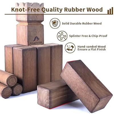 ApudArmis Kubb Yard Game Set, Viking Chess Outdoor Clash Toss Yard Game with Carrying Case - Rubber Wooden Backyard Lawn Games Set for Teenagers Adults Family