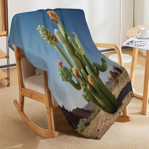 Manta de franela hipoalergénica de cactus que elimina el frío en el sofá de forma suave 5