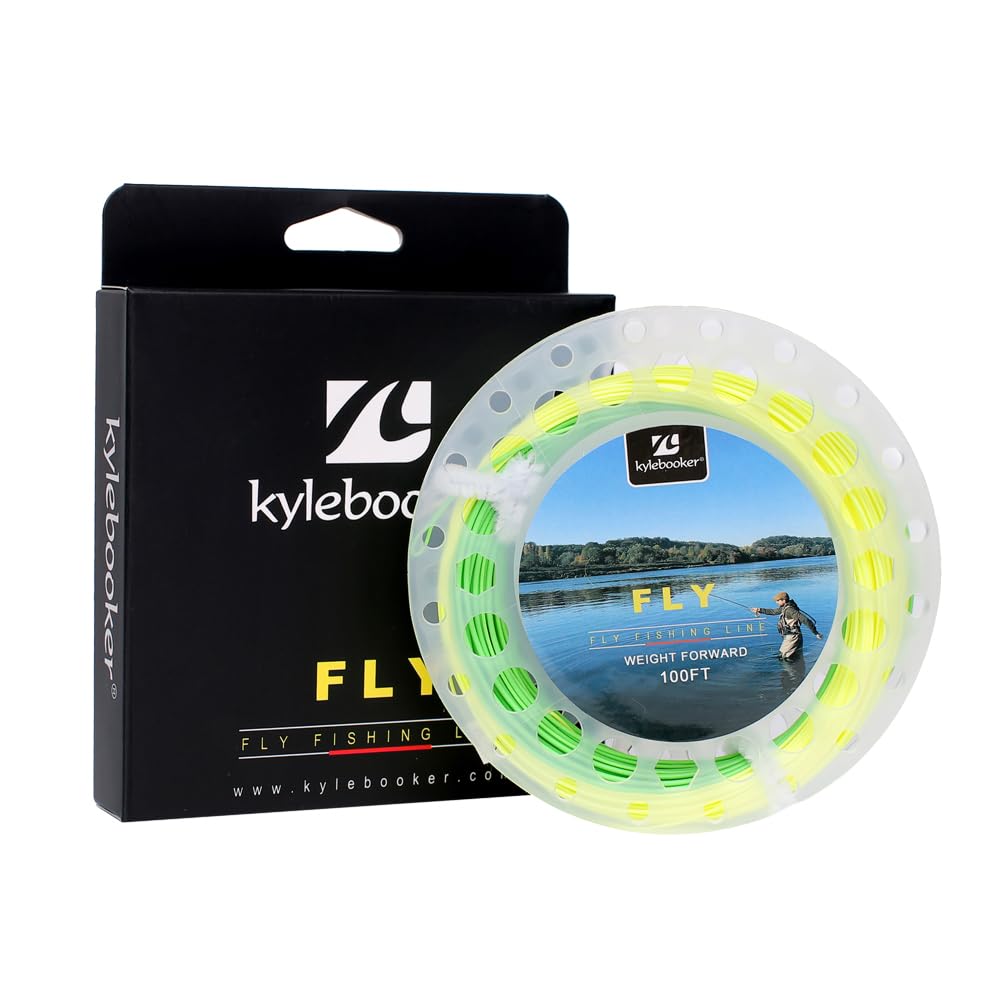 Fly Fishing Line with Welded Loop Floating Weight Forward Fly Lines 100FT (WF7F,Fluo Yellow+Fluo Green) — image 1