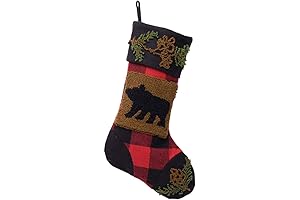 Glitzhome Hooked Christmas Stocking, 19"L, Bear