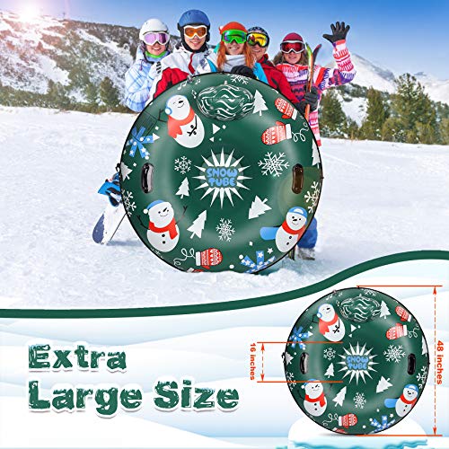 Extra Large 50 Inch Snow Tube with Backrest No More Popped with Thicker K80 Military Grade Material Inflatable Snow Sled for Kids and Adults Durable Sledding Tubes Heavy Duty Inflatable Snow Tube - Thumbnail 3