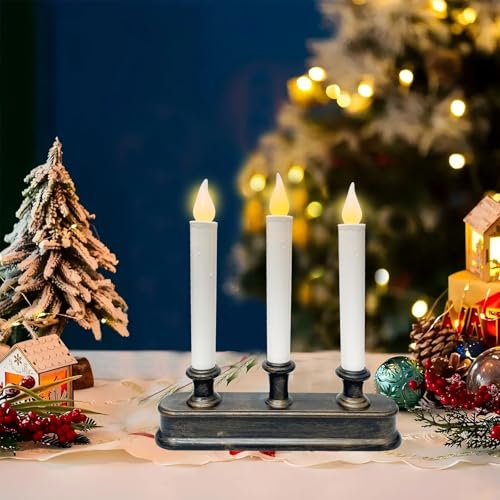 Image of Battery Operated LED Window Candles - 3 Light Flameless Taper Candles with Dusk to Dawn Sensor, 9 Inch Christmas Window Candle Lights with Flickering Amber Flame for Indoor Table Window Holiday Decor