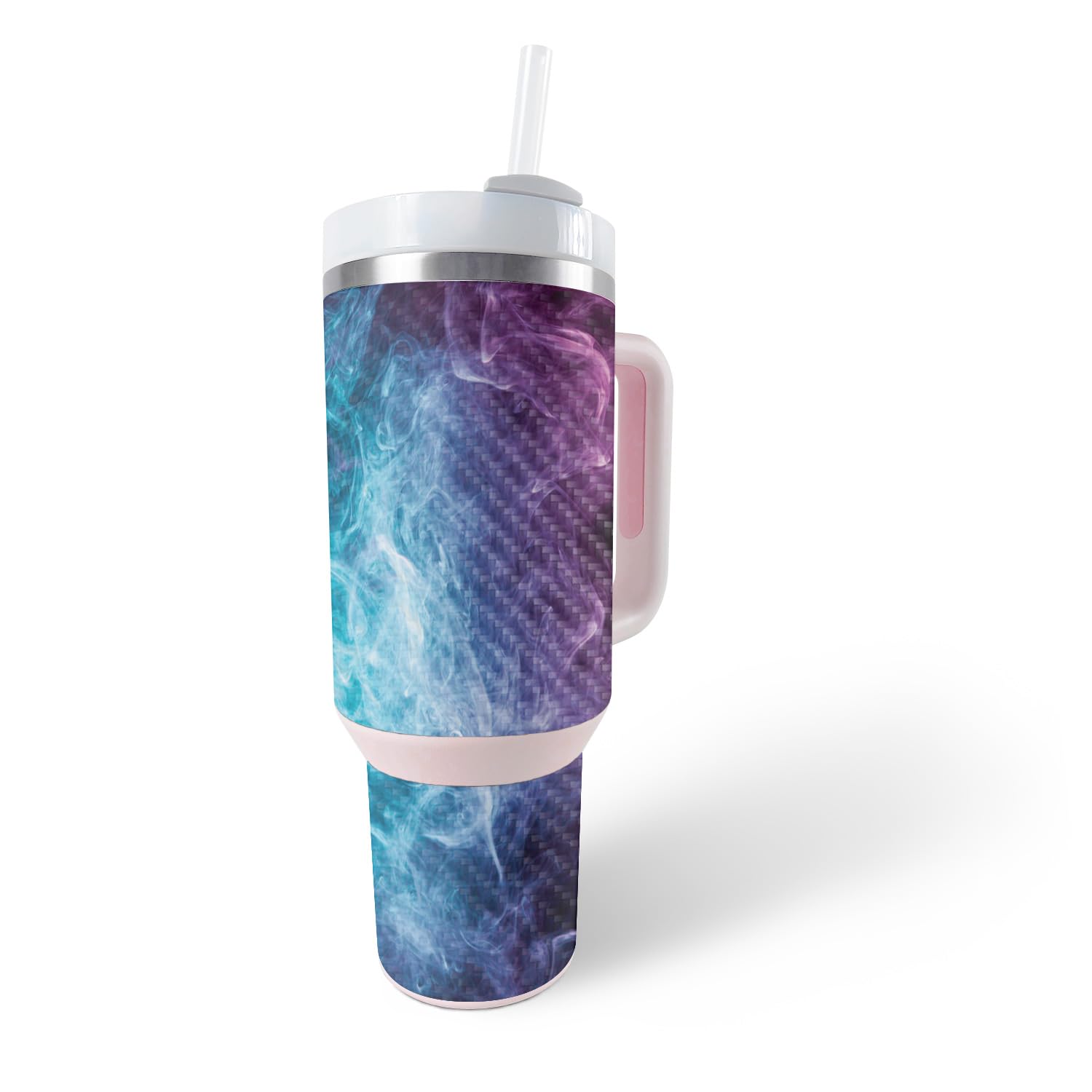 MightySkins Carbon Fiber Skin Compatible with Stanley The Quencher H2.0 FlowState 40 Oz Tumbler - Mystic Smoke | Protective, Durable Textured Carbon Fiber Finish | Easy to Apply