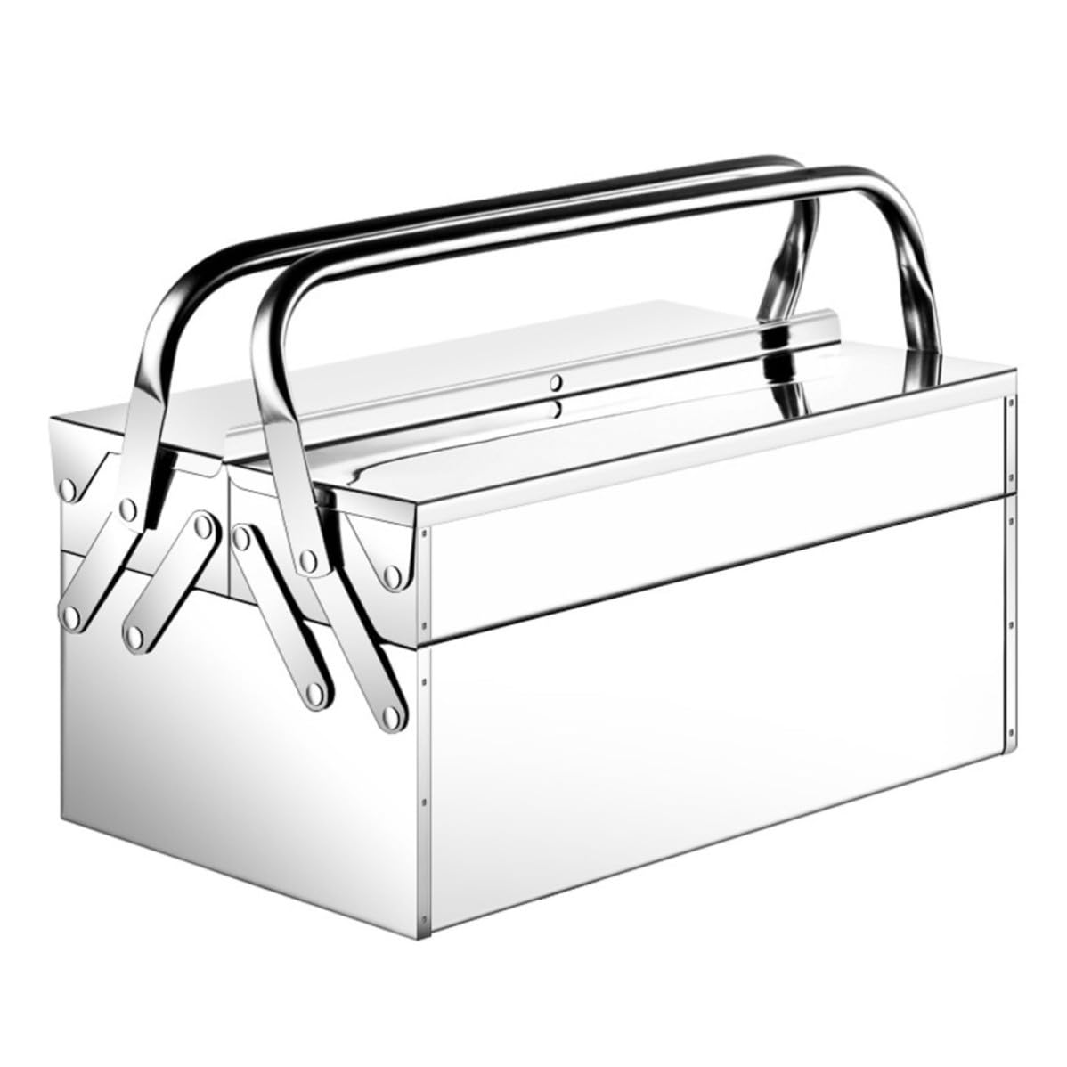 Valise à outils en acier inoxydable argenté pliable pour ranger efficacement sans perdre de temps