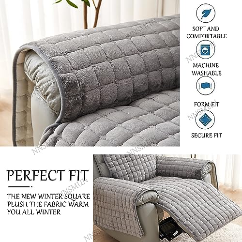 NNSMUN Sofa Armlehnenbezüge, Sesselschoner Sesselauflage, Fernsehsessel Schutzbezug Anti-Rutsch, Relaxsessel Bezüg Sesselüberzug für Zuhause mit Kindern und Haustieren Hund (Grau,1 Sitz (53 * 190cm))