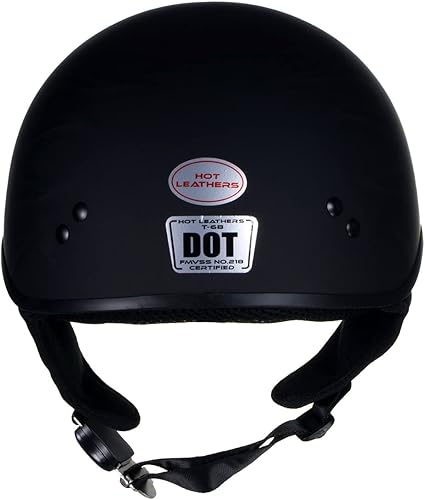 Miniatura 2 de Hot Leathers HLT68 'Tipo 1' llamas negras planas para motocicleta, aprobado por DOT, medio casco para hombres y mujeres motoristas