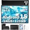 Lebsytb 10 inch Android 15 Tablet with Keyboard - 24GB(4+20) RAM+128GB ROM(1TB Expand), 2-in-1 Tablets with 8-Core, 7200mAh, 5G WiFi, Widevine L1, GMS, with Case, Keyboard, Stylus (Black)