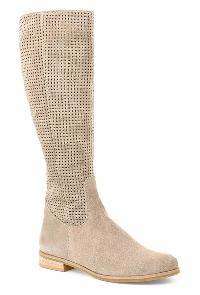 ORANDESIGNE Stivali Western Estivi da Donna Alla Caviglia Motivo Traforato Stivali da Cowboy in Camoscio Boho chic