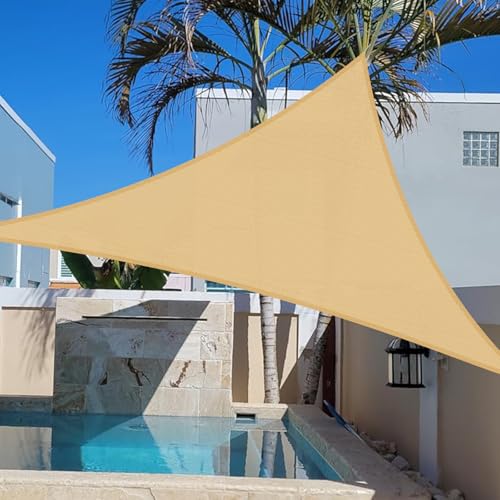 Cool Area Toldo Vela de Sombra Transpirable Triangular 3x3x4.25m HDPE Protección Rayos UV Toldos para Patio Exterior Jardín Terraza-Arena