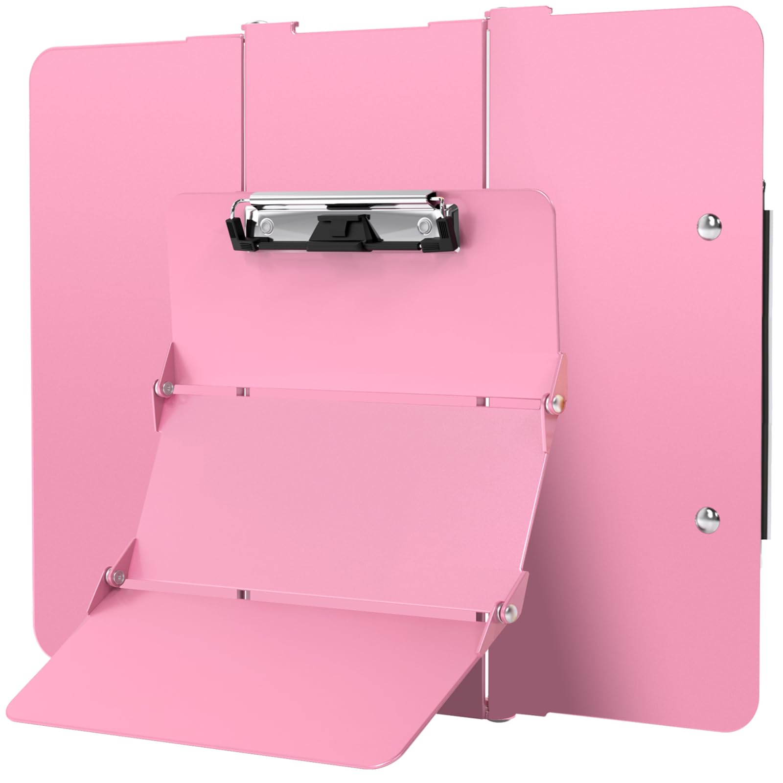 Nursing Clipboard Foldable Without Edition Cheat Charts, 3 Layers Aluminum, Nurse Board w/Low Profile Clip&amp;Pen Clip Pocket, Pink