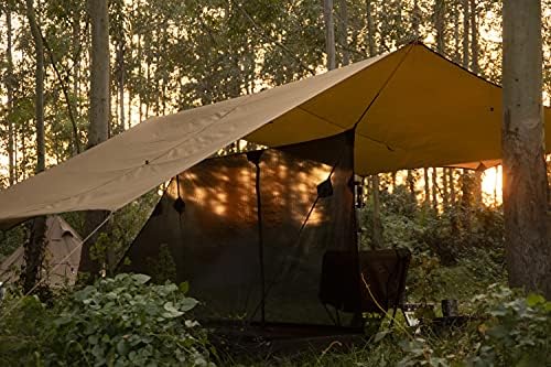 OneTigris Bulwark Camping Tarp, 100% Waterproof Bushcraft Shelter, SilNylon  Lightweight Hammock Rain Fly Portable Anti UV Large 12.8ft x 9.5ft