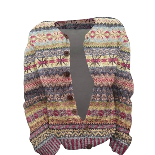 Fair Isle Sweater Women Floral Cardigan Sweaters Vintage Button Down Boho Cardigans Open Front Icelandic Nordic Coat3