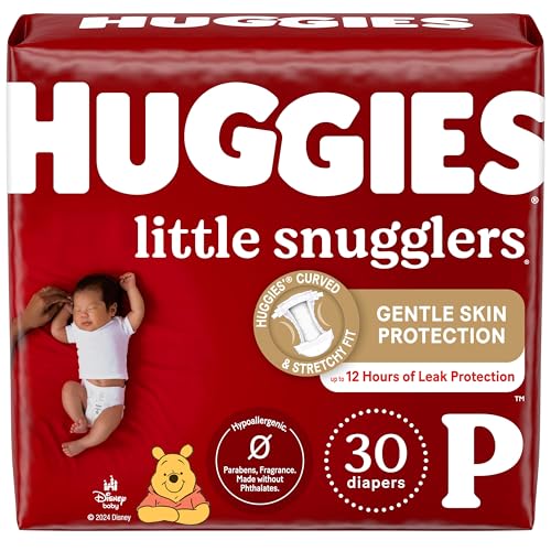 Image of Huggies Newborn Diapers, Little Snugglers Baby Diapers, Size Preemie (up to 6 lbs), 30 Count