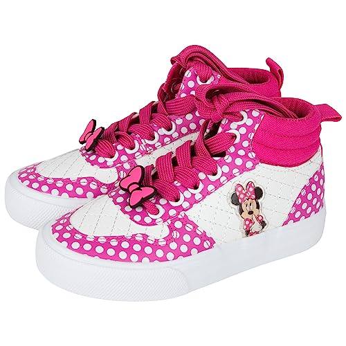Minnie Mouse Polka-Dot Pink High-Top Girl's Shoes (us_Footwear_Size_System, Big_Kid, Numeric, Medium, Numeric_2)