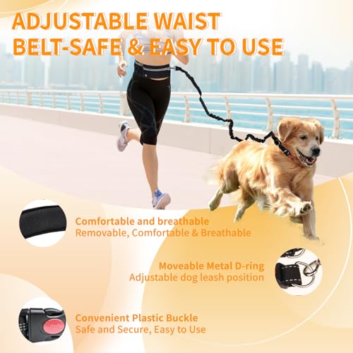 Laufleine für HundeJoggingleine Hunde mit Bauchgurt 2 Modelle Bauchgurt Hundeleine,Befreien Sie Ihre Hände,Vielseitig Ausnehmbar,Groß- und Mittelgroßer Hundetraktionslauf,Schwarz