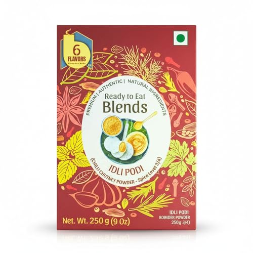 Image of 6Flavors Idli Podi Powder 250g | Chutney Powder | Podi Masala South Indian | Gunpowder Podi for Idli, Dosa & Rice | No Onion No Garlic No preservatives | Flavor: (Extra Spicy)