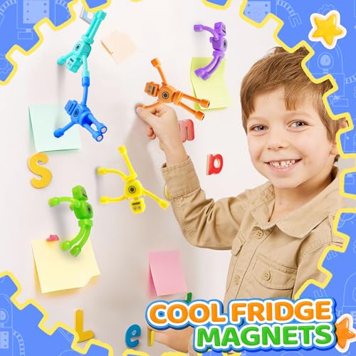 Image of 10PC Magnetic Robot Travel Toys for Kids Toddler Boys Sensory Fidget Toy Airplane Road Trip Car Travel Activities Essential Fridge Magnet Fidgets Classroom Must Have Gifts Toy for Boy 3 4 5 6 Year Old