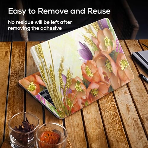 Image of Galaxsia Floral D30 Full Body Vinyl Laptop Skin /Sticker /Cover Upto 15.6 Inches Laptops Laminated-Removable-HD Quality Compatible for Hp-Dell-Sony-Lenovo-Asus etc.(15x10 Inches)