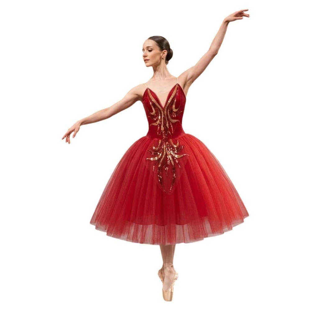 Romantico tutù Lungo Balletto per Spettacoli di Danza, Gonna tutù Professionale per Donne E Ragazze, Abbigliamento per Saggi di Danza E Competizioni.