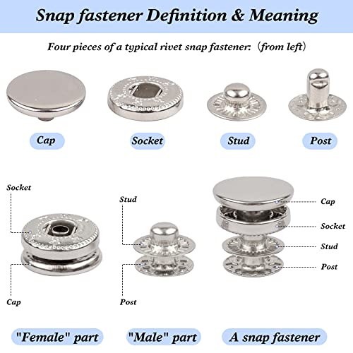 Leather Snap Fasteners Kit, Kwokwei 120 Set Metal Snap Buttons Press Studs With 6 Setting Tools, 12.5Mm 6 Color Heavy Duty Snaps For Clothes, Bracelets, Bags, Jackets, Jeans Wears #TOP2