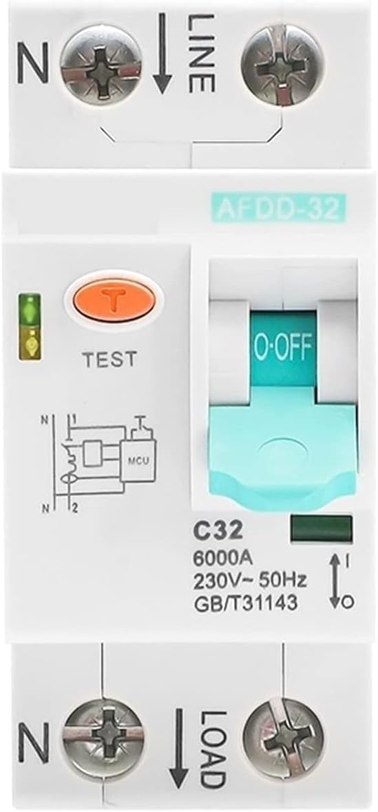 CAALO Circuit Breaker AFDD-32 Arc Fault Detecion Device Circuit Breaker Interrupte Overload Short Circuit Protection AFDD+MCB 32A 6KA 1P+N 1Pcs (Color : 16A, Size : B Curve)