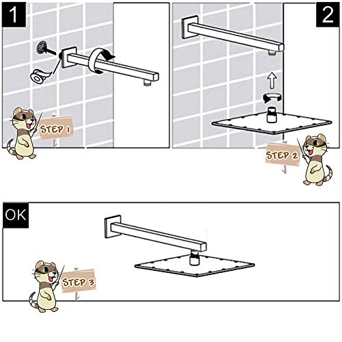 Image of TOSCH Stainless Steel 304 Square Premium Shower Arm Heavy for Overhead Showers with FLANGE (24 Inches, Chrome Plated)