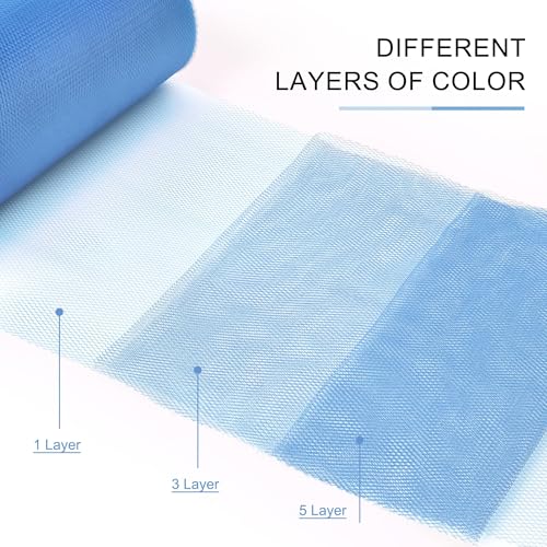 Image of Dusty Blue Tulle Fabric Ribbon 6 Inch by 25 Yards Rolls Fabric Spool Tulle for Gift Wrapping Wedding Decorations Craft Supplies DIY Tutu Skirt Baby Shower Birthday Party