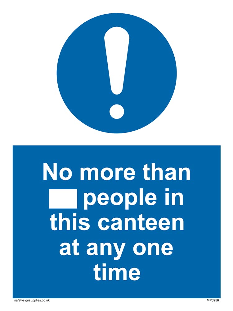 Pack of five - No more than xxx people in this canteen at any one time Sign - 150x200mm - A5P