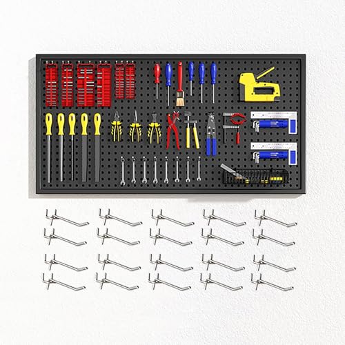 XRRJFYH Organizador Herramientas Pared Panel Herramientas Pared Tablero Perforado Pegboard Panel Perforado Estanterias Almacenaje Pared(Black,120x50cm/47x20in)