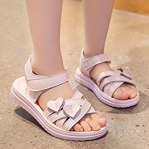 Children Shoes Fashion Love Decorative Thick Sole Sandals Soft Sole Comfortable Princess Sandals Kids Slides (Red, 4.5-5 Years Little Child)2