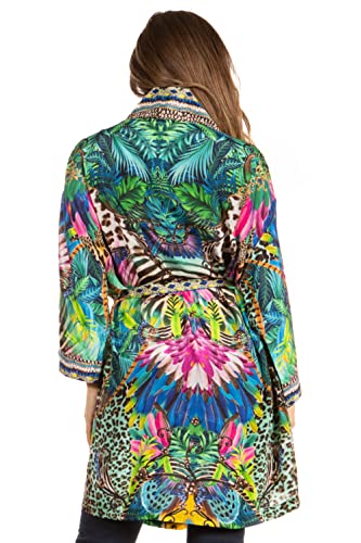 Image of Sakkas Janis Women's Lightweight Open-Front Amazing Print Cardigan with Pockets